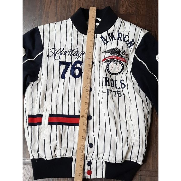 The Heritage by America Warriors Baseball 1776 Denim Jacket/Jersey Size M. Nice - Picture 11 of 13